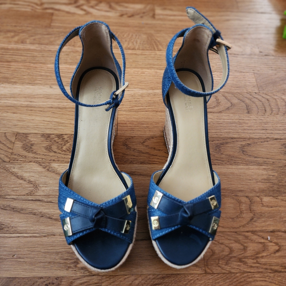 Michael Kors Ripley Denim Wedge Sandals - Picture 5 of 9